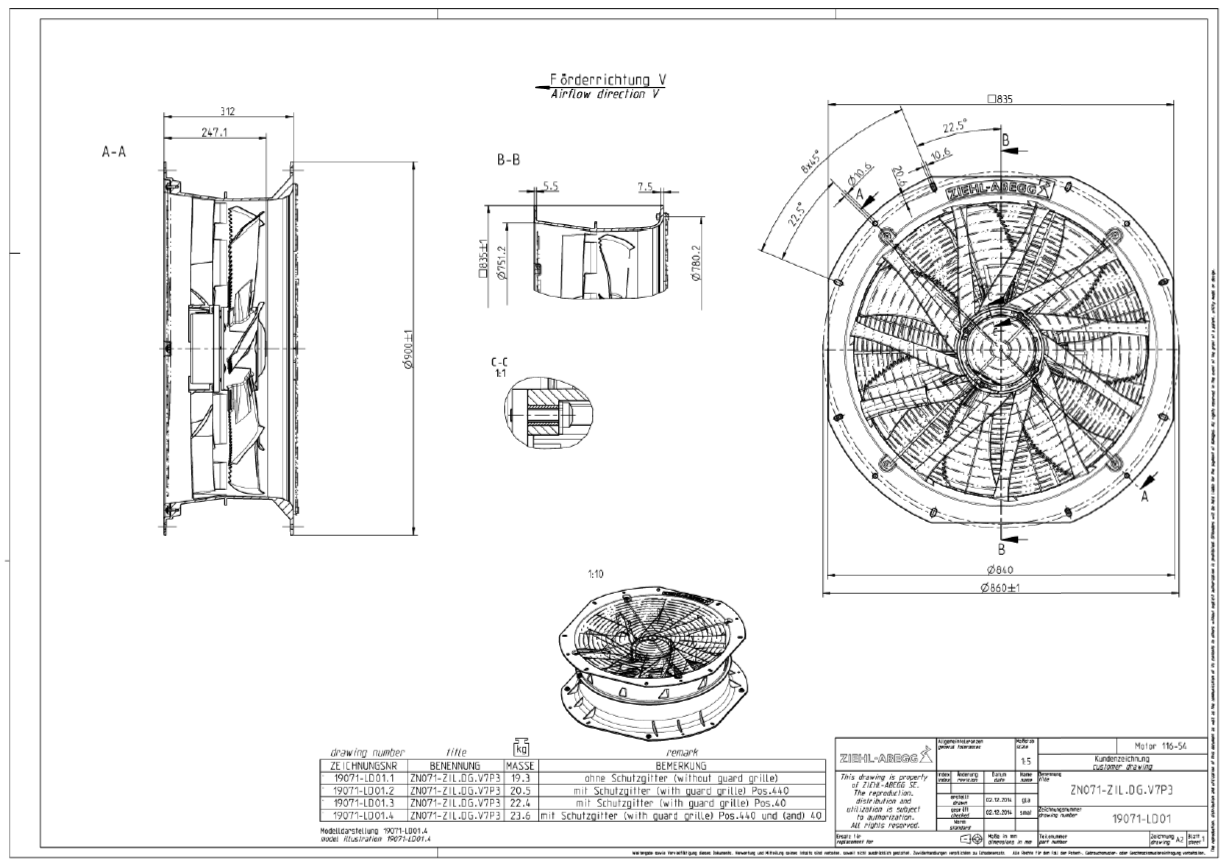 ZIEHL ABEGG - ZN071-ZIL.DG.V7P3 / ZV-182547